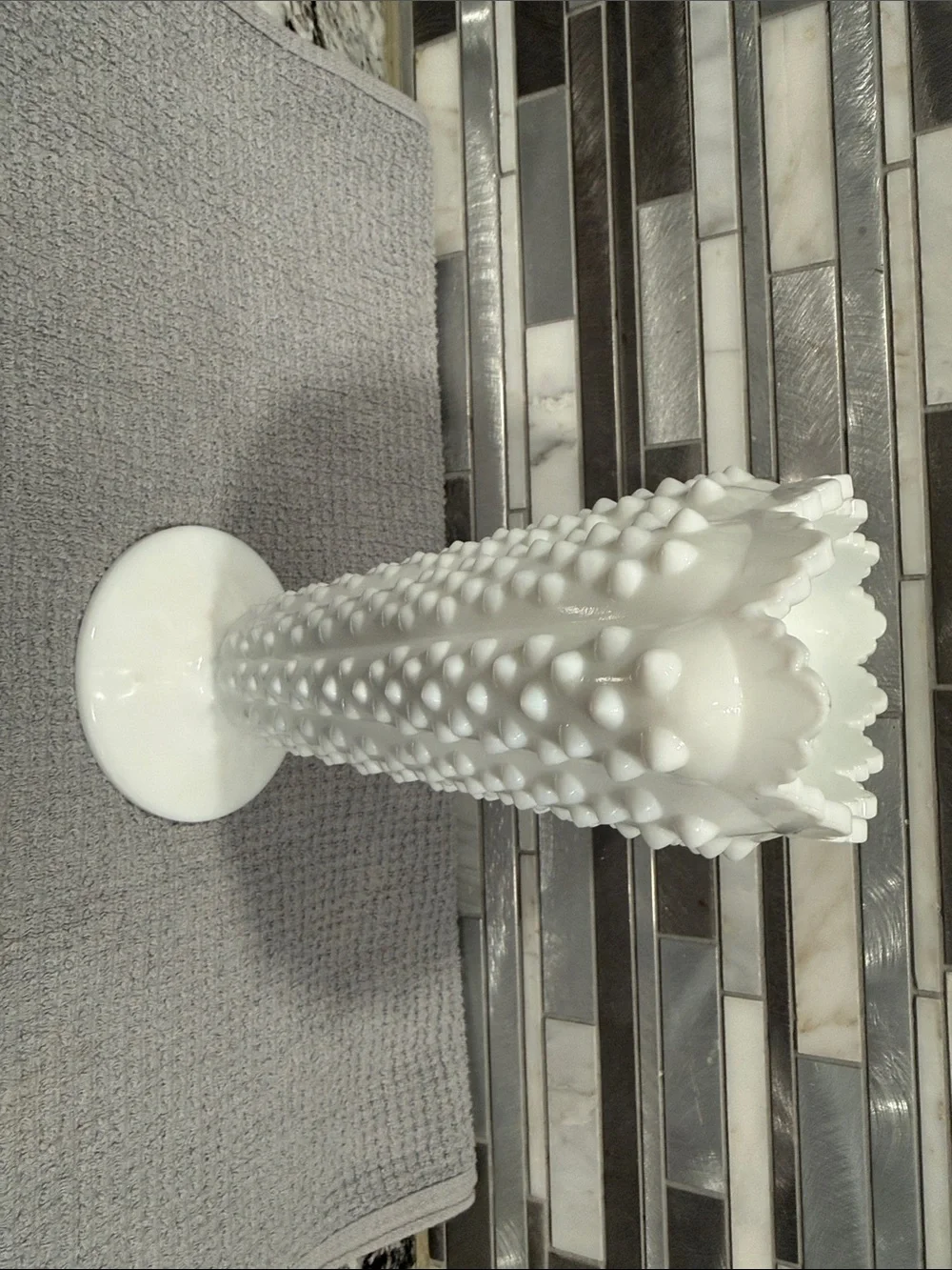 Hobnail Milk Glass Pedestal Vase
